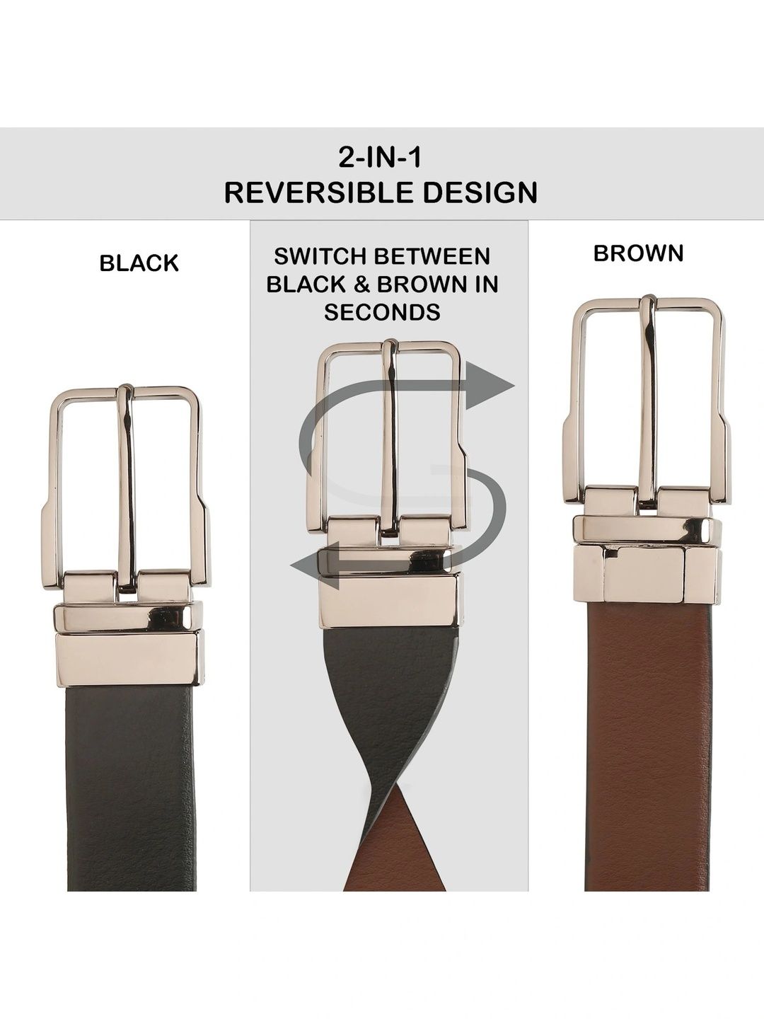 Teakwood Leathers Men Leather Reversible Formal Belt