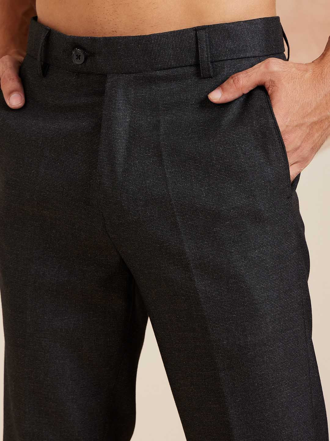DENNISON Men Smart Tapered Fit Easy Wash Formal Trousers