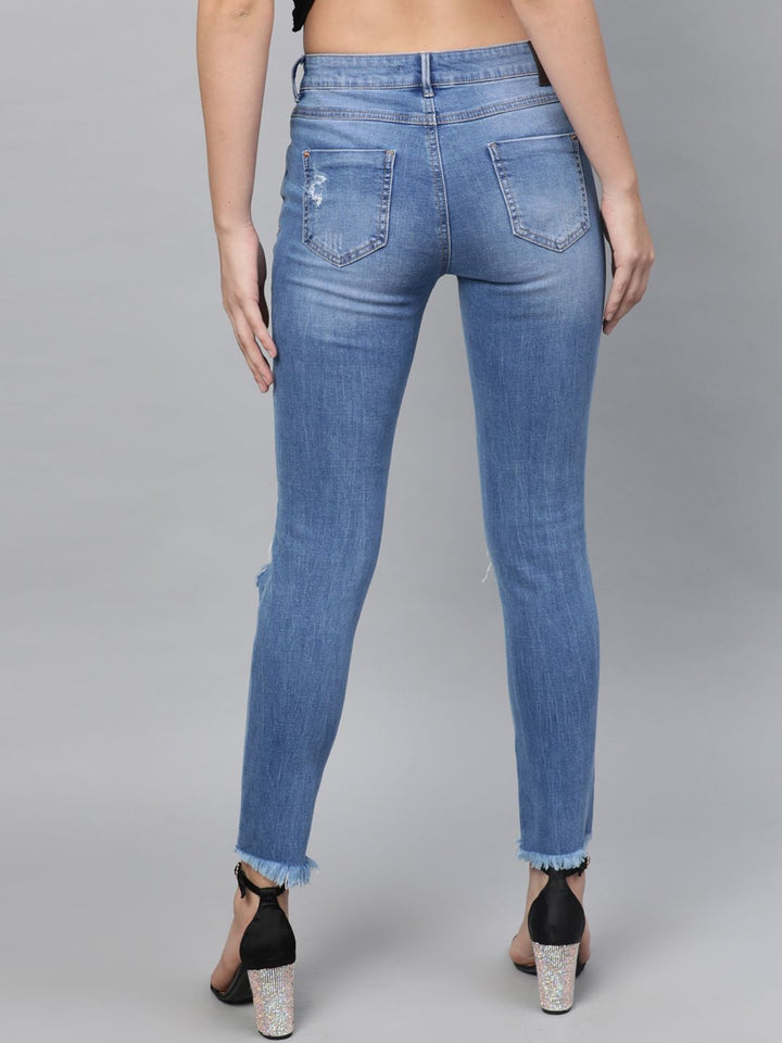 STREET 9 Women Blue Skinny Fit Mid-Rise Mildly Distressed Stretchable Jeans