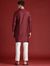 Anouk Floral Ethnic Printed Embroidered Detail Kurta with Trousers Set