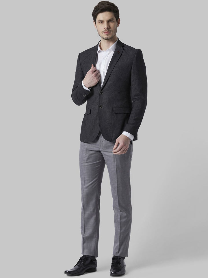 Park Avenue Men Charcoal Grey Solid Single Breasted Formal Blazer