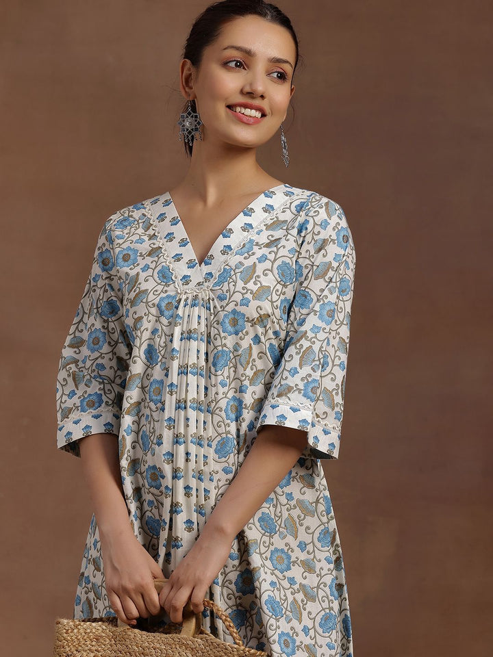 Libas Floral Print Flared Sleeve A-Line Midi Dress