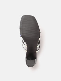 DressBerry Women Block Heel Sandals With Iridescent Effect