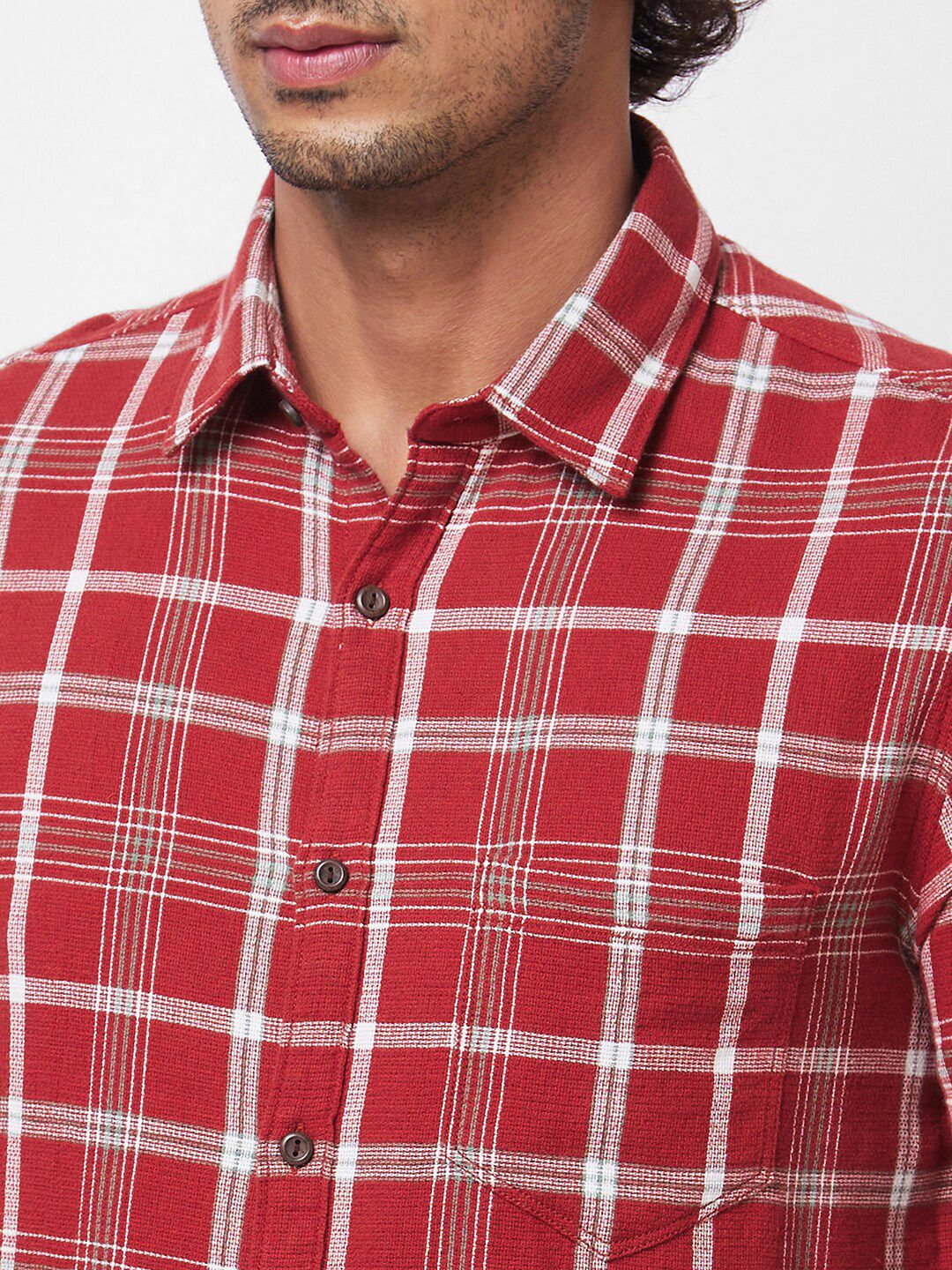 SPYKAR Men Tartan Checked Opaque Cotton Casual Shirt