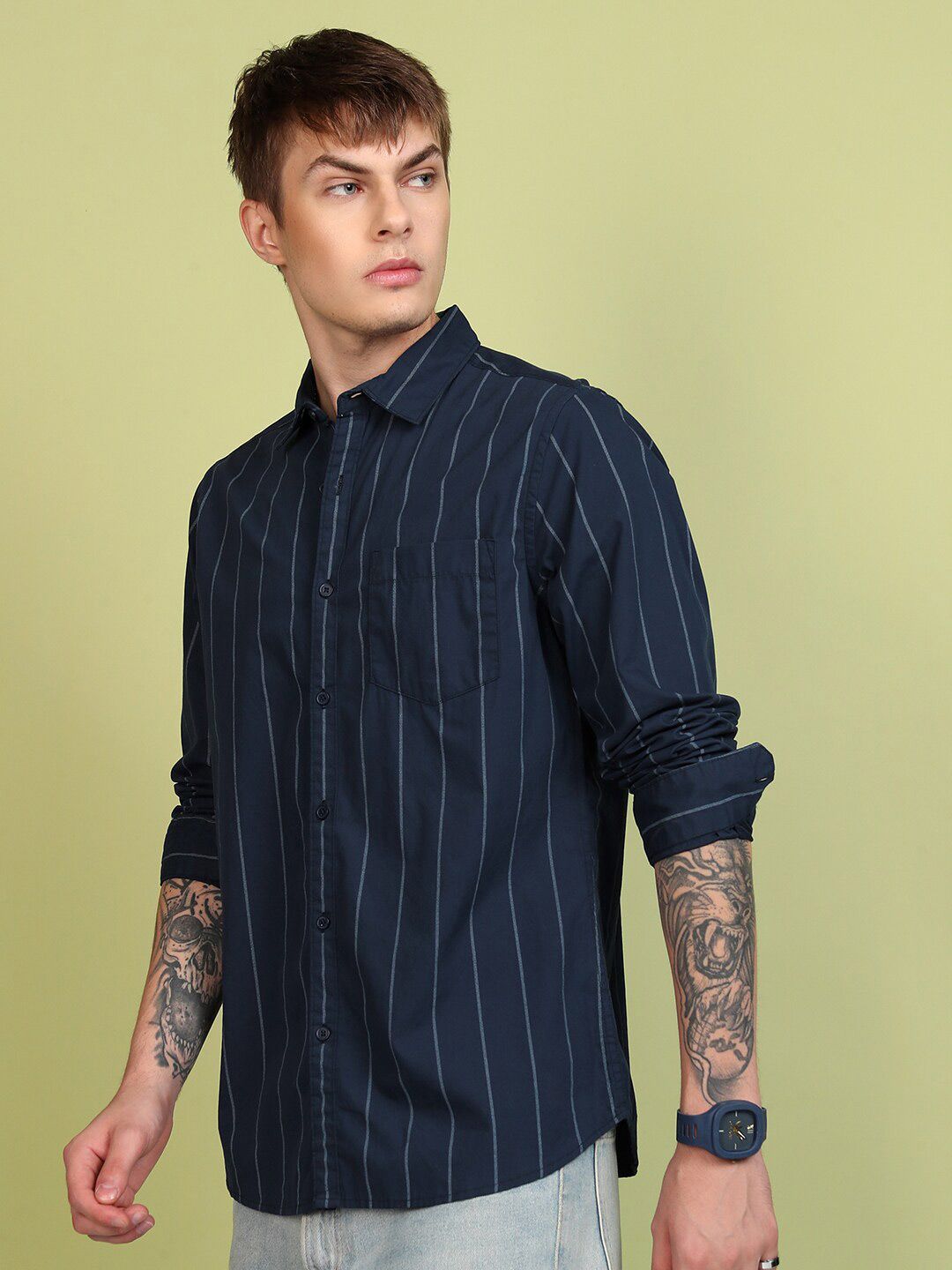 HIGHLANDER Regular Fit Regular Collar Full Sleeve Shirt