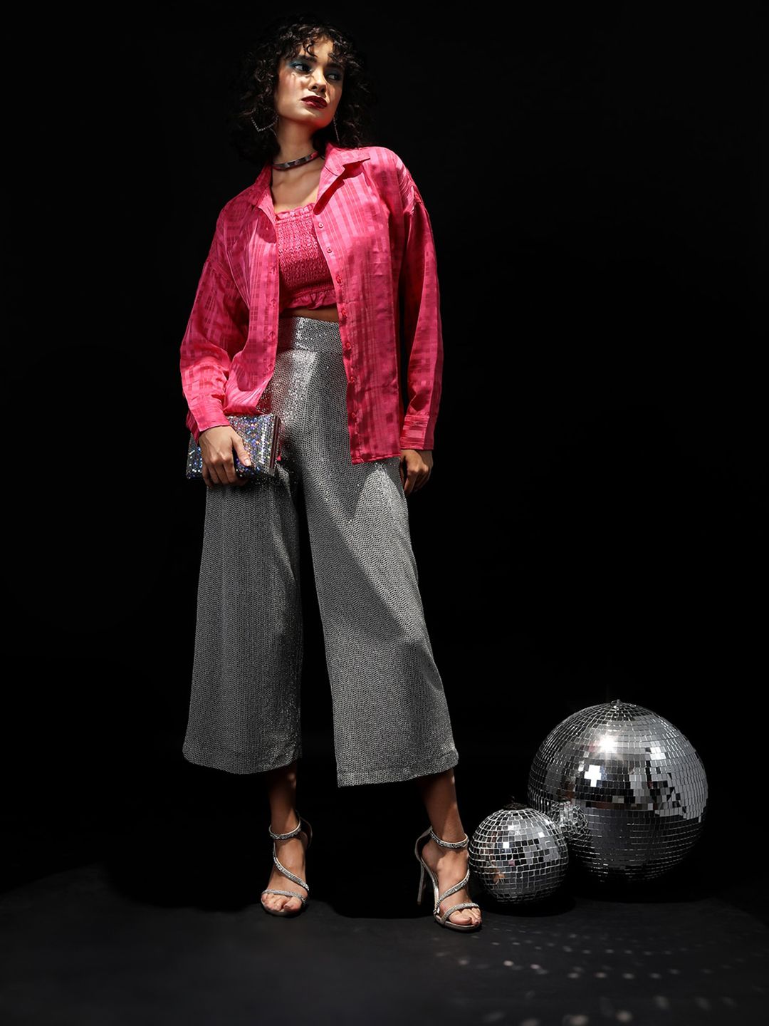 Tokyo Talkies Smocked Tube Top With Drop Shoulder Sleeves Shirt