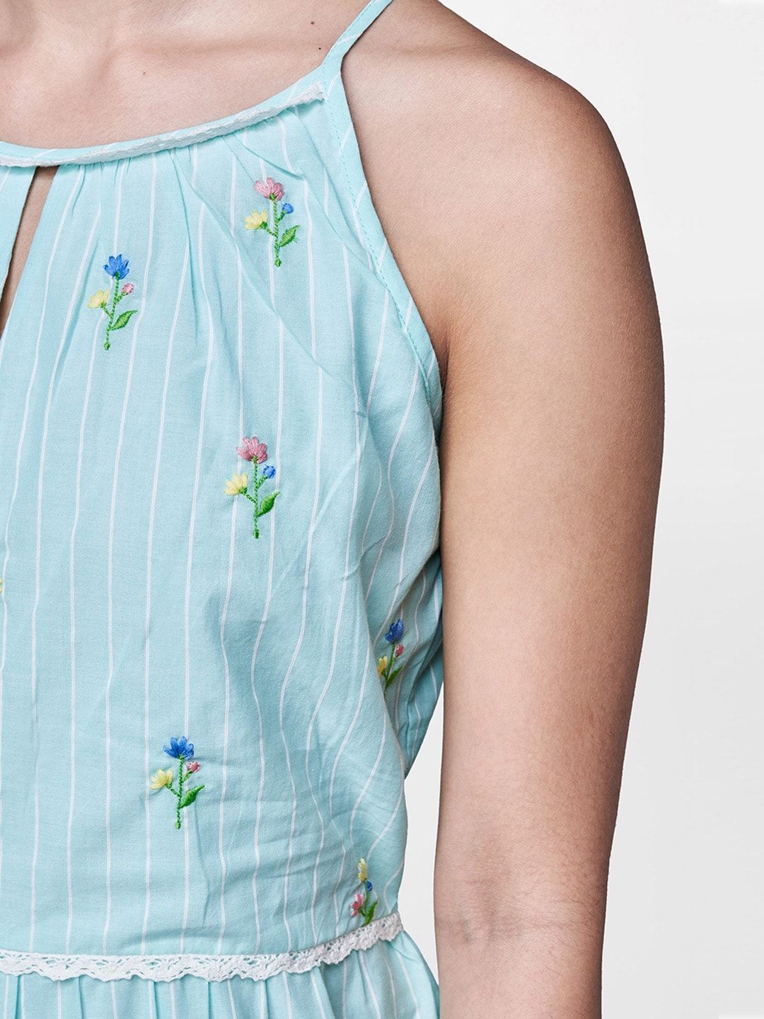 AND Women Blue Striped A-Line Dress