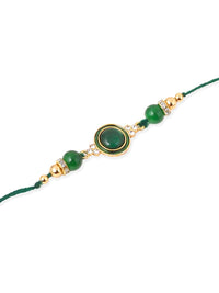 NVR Unisex Set of 3 Artificial Beads & Pearls Thread Rakhi with Roli Chawal Chandan Mishri