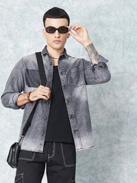 The Indian Garage Co Men Charcoal Black Faded Casual Shirt