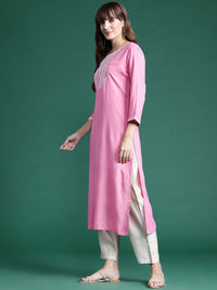 Indo Era Women Floral Embroidered Thread Work Kurta