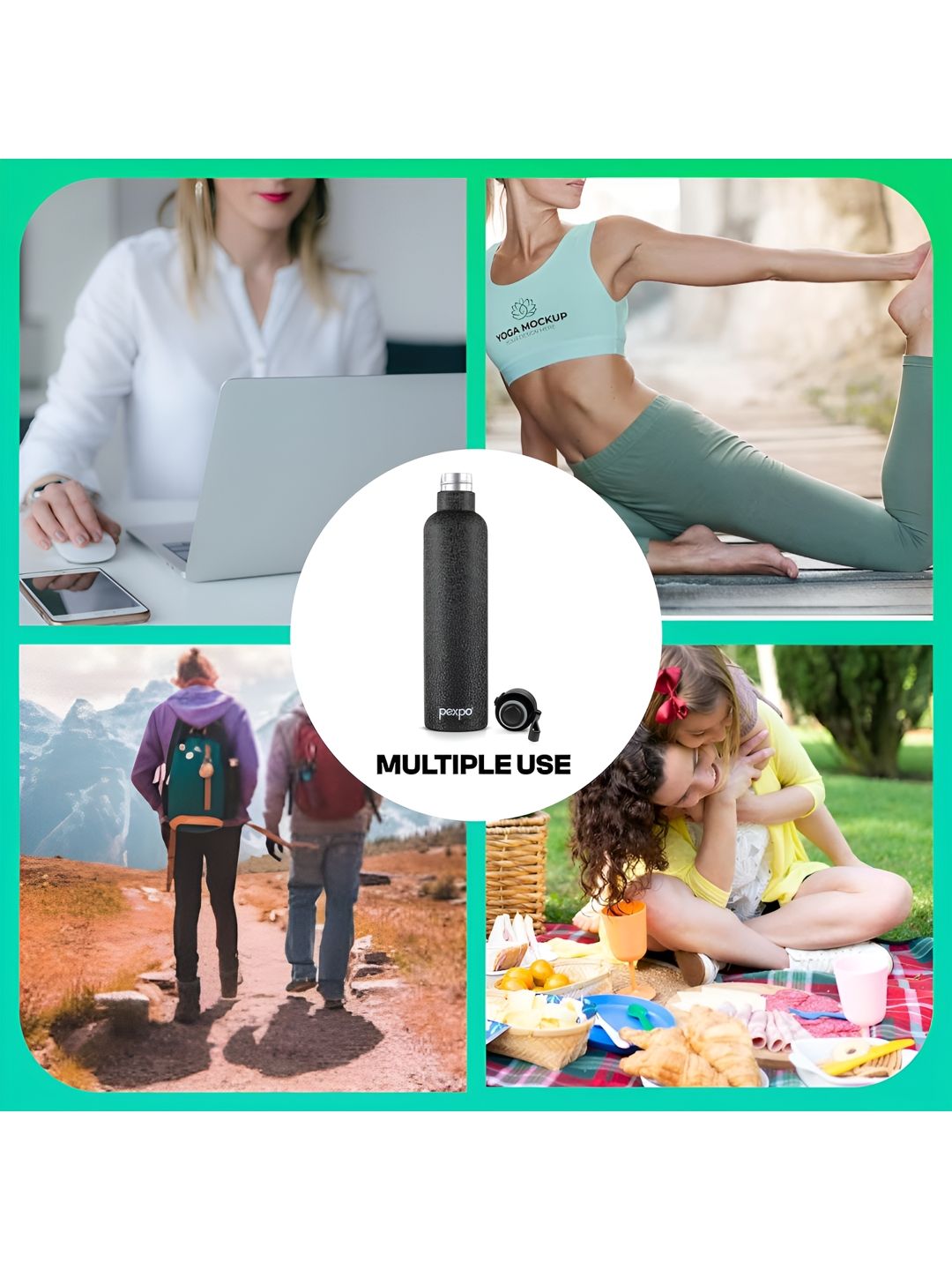 Pexpo Oslo Black ISI Certified Thermosteel Hot and Cold flask Insulated Water Bottle1000ml