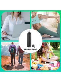 Pexpo Oslo Black ISI Certified Thermosteel Hot and Cold flask Insulated Water Bottle1000ml