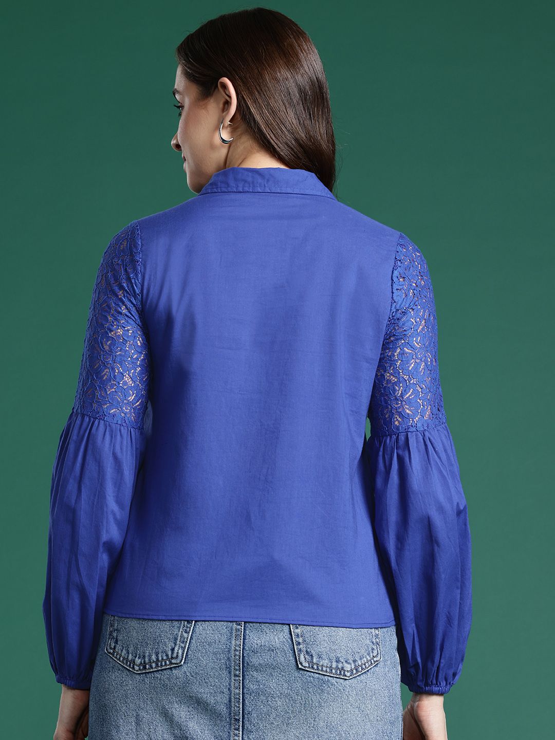 DressBerry Pure Cotton Lace Inserts Casual Shirt