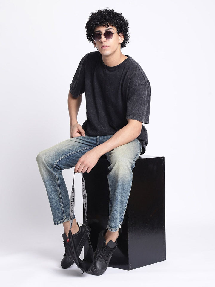 Bene Kleed Men Acid Wash Round Neck Cotton T-shirt