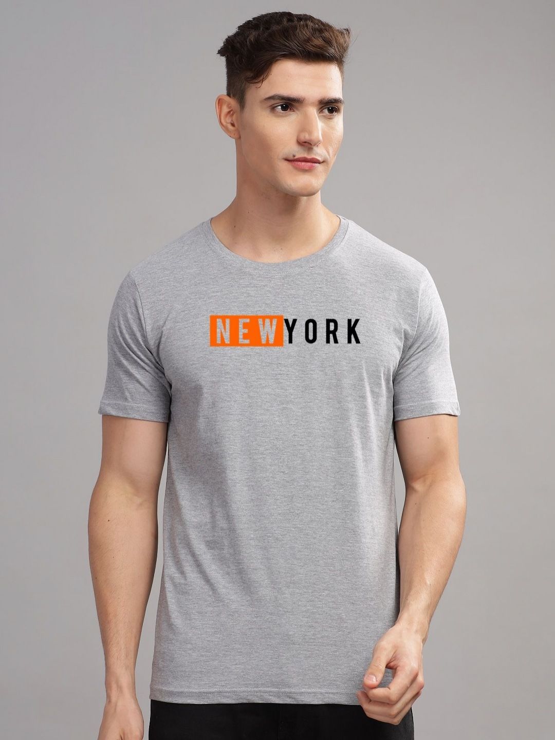 ADRO Men Typography Printed Applique T-shirt