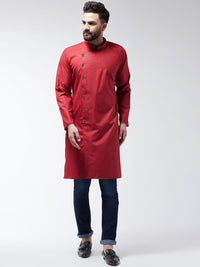 SOJANYA Men Maroon Solid Straight Kurta