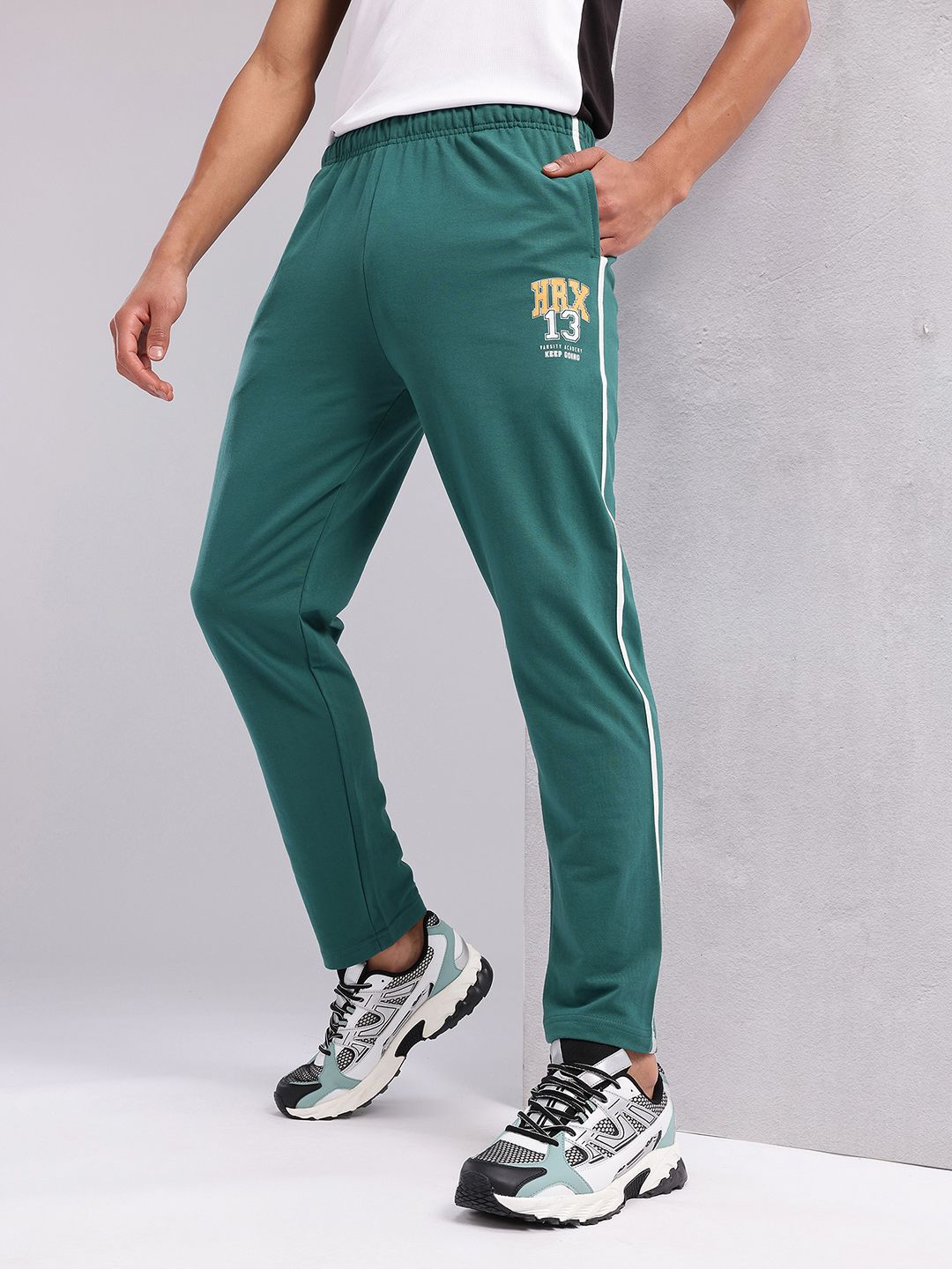 HRX by Hrithik Roshan Men Typography Print Lifestyle Track Pants with Side Stripes