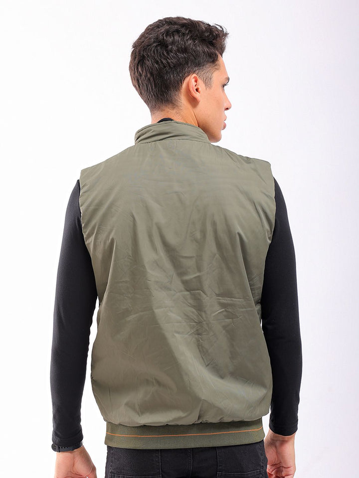 The Indian Garage Co Men Sleeveless Zip-Front Reversible Bomber Jacket