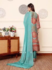 Varanga Ethnic Motifs Printed Chanderi Silk Kurta With Trousers And Dupatta