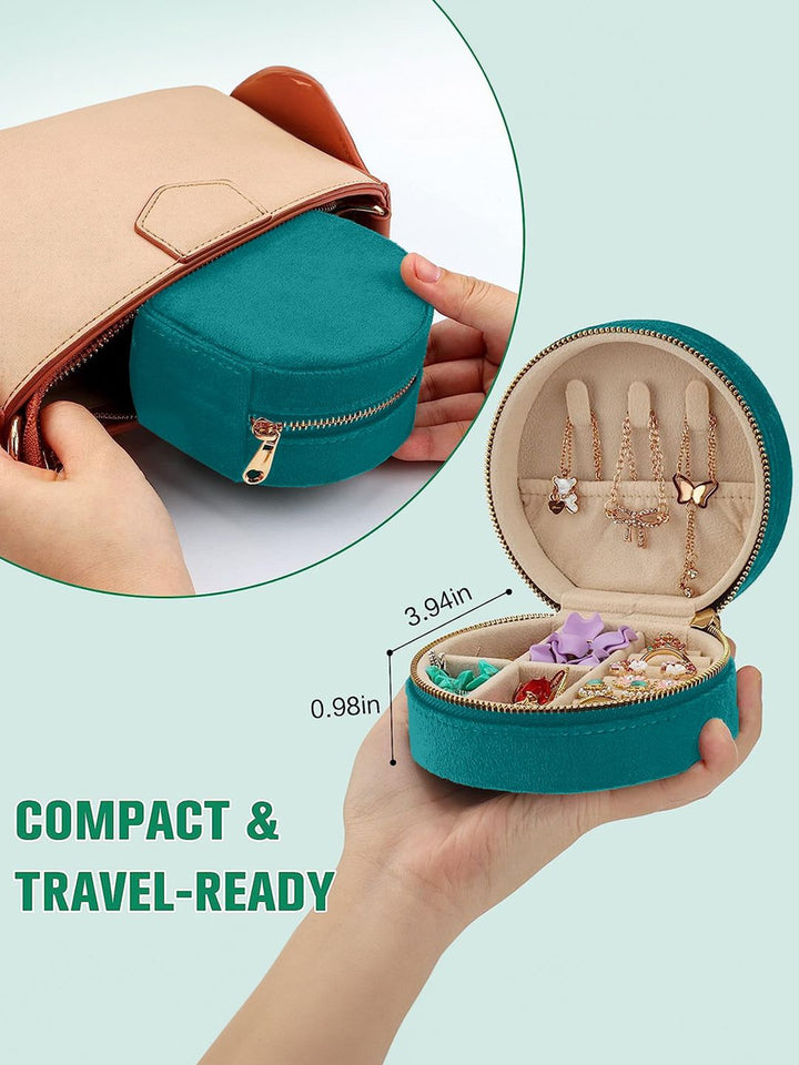 Cortina Teal Zipper Portable Jewellery Storage Organiser