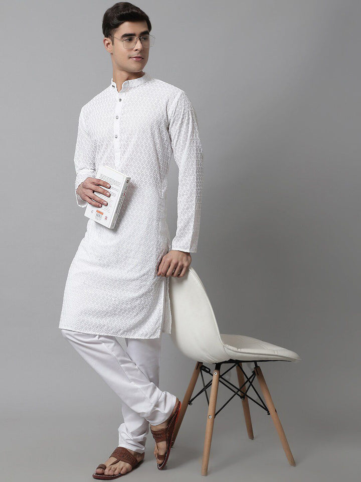 Jompers Ethnic Motifs Embroidered Regular Chikankari Pure Cotton Kurta with Churidar