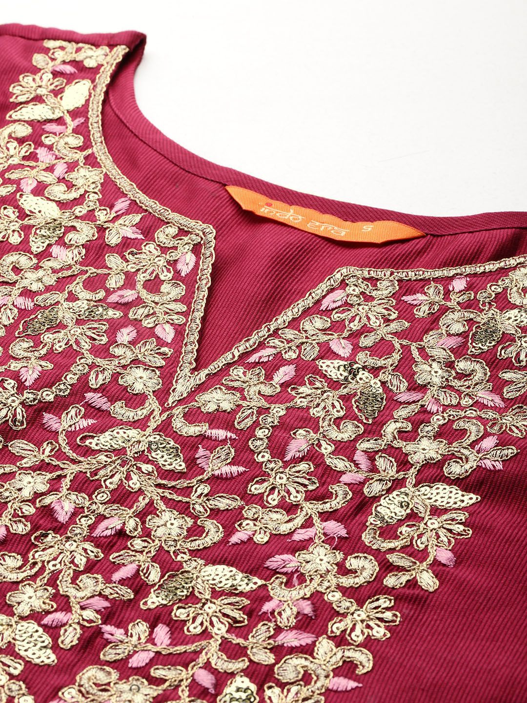Indo Era Women Embroidered Straight Kurta Set