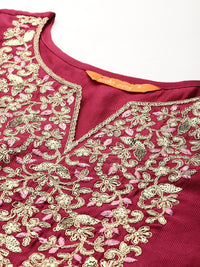 Indo Era Women Embroidered Straight Kurta Set