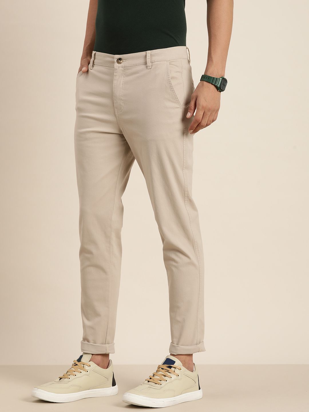 DILLINGER Men Solid Ankle-Length Chinos Trousers