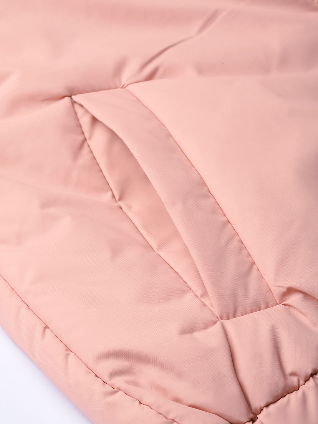 DressBerry Women Pink Solid Padded Jacket