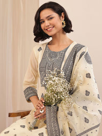 Libas Women Regular Chanderi Silk Kurta with Trousers & With Dupatta