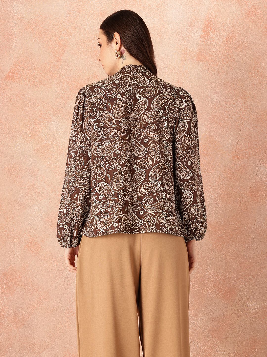 all about you Printed Tie-Up Neck Top