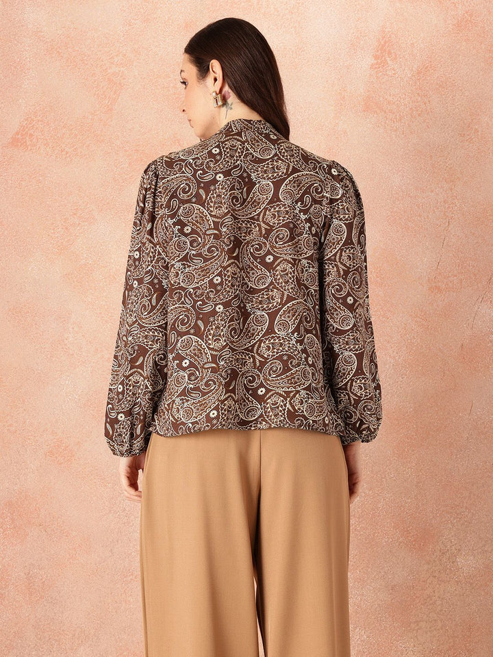 all about you Printed Tie-Up Neck Top
