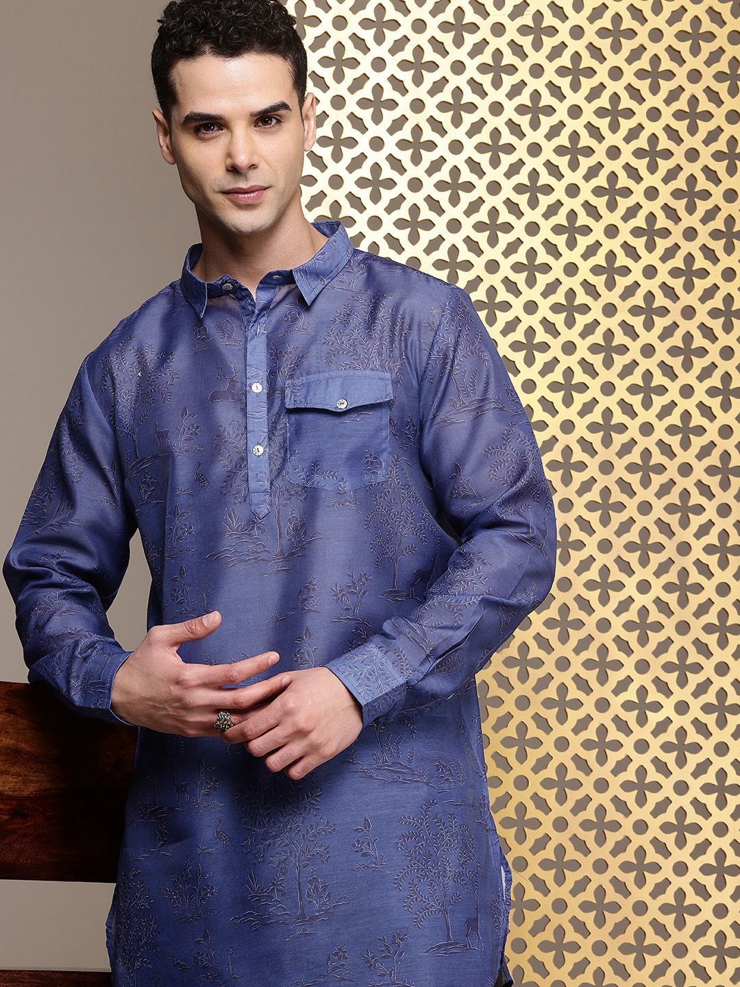 Rumah Pataudi Animal Graphic Printed Jashn Kurta