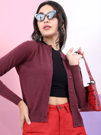 Tokyo Talkies Women Maroon Cardigan