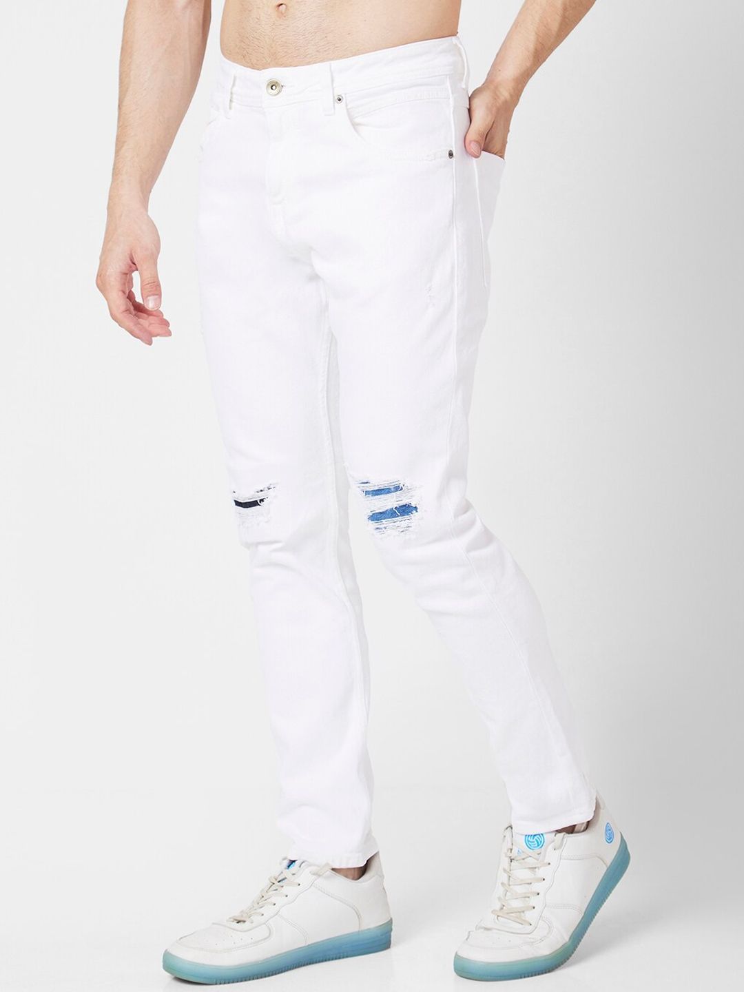 SPYKAR Men Kano Skinny Fit Mid-Rise Slash Knee Cotton Jeans