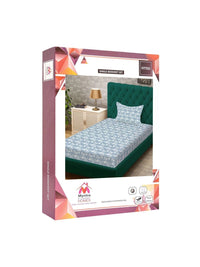Myntra Elegant Homes Blue & White Geometric 300 TC Single Bedsheet with 1 Pillow Covers