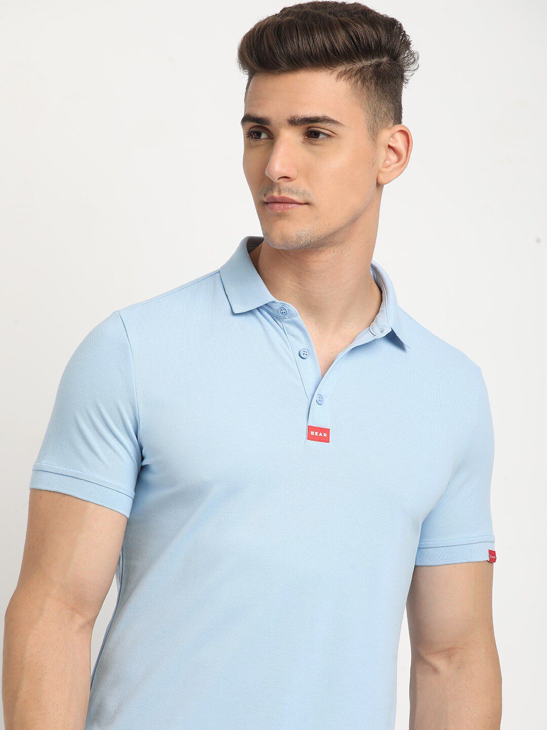 THE BEAR HOUSE Polo Collar Short Sleeves Slim Fit T-shirt