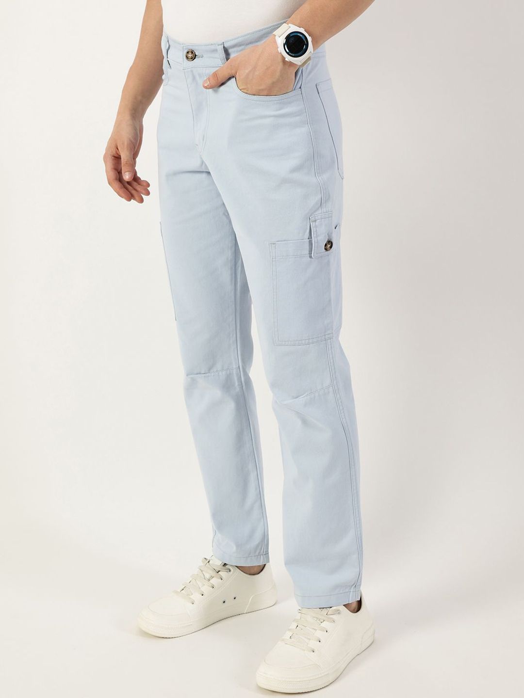 Thomas Scott Men Smart Slim Fit Easy Wash Cargos Trousers