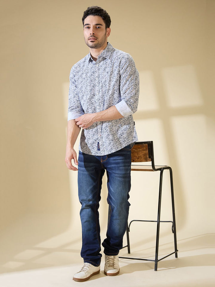 Being Human Pure Cotton Slim Fit Opaque Printed Casual Shirt
