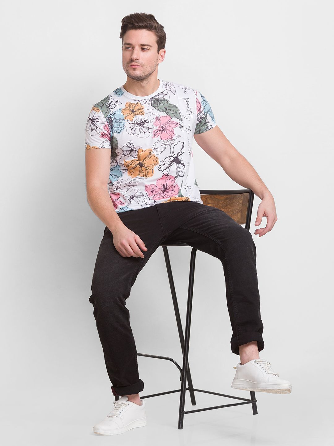 Being Human Men White Printed Cotton T-shirt