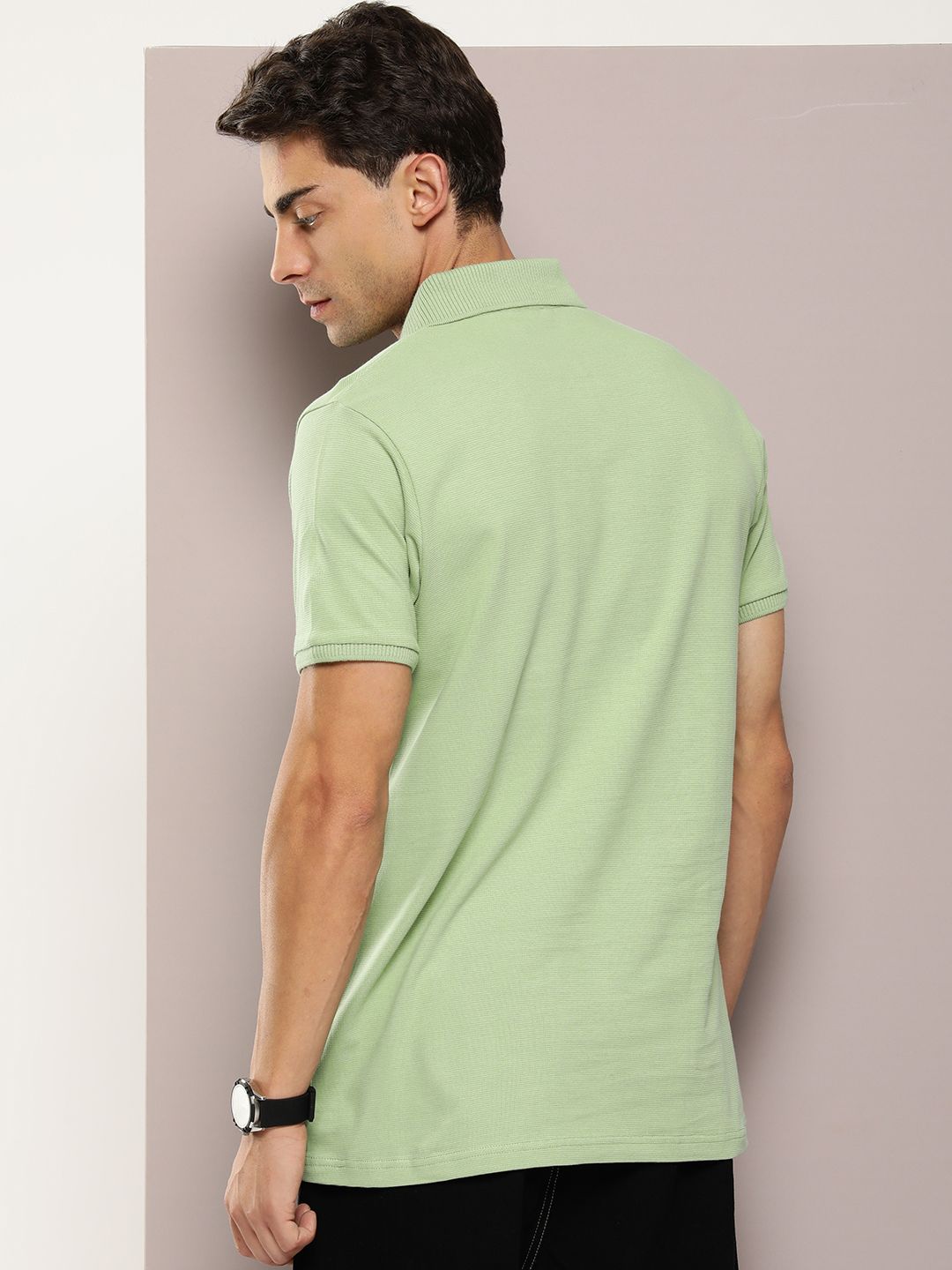 DILLINGER Men Polo Collar Honeycomb Structure T-shirt