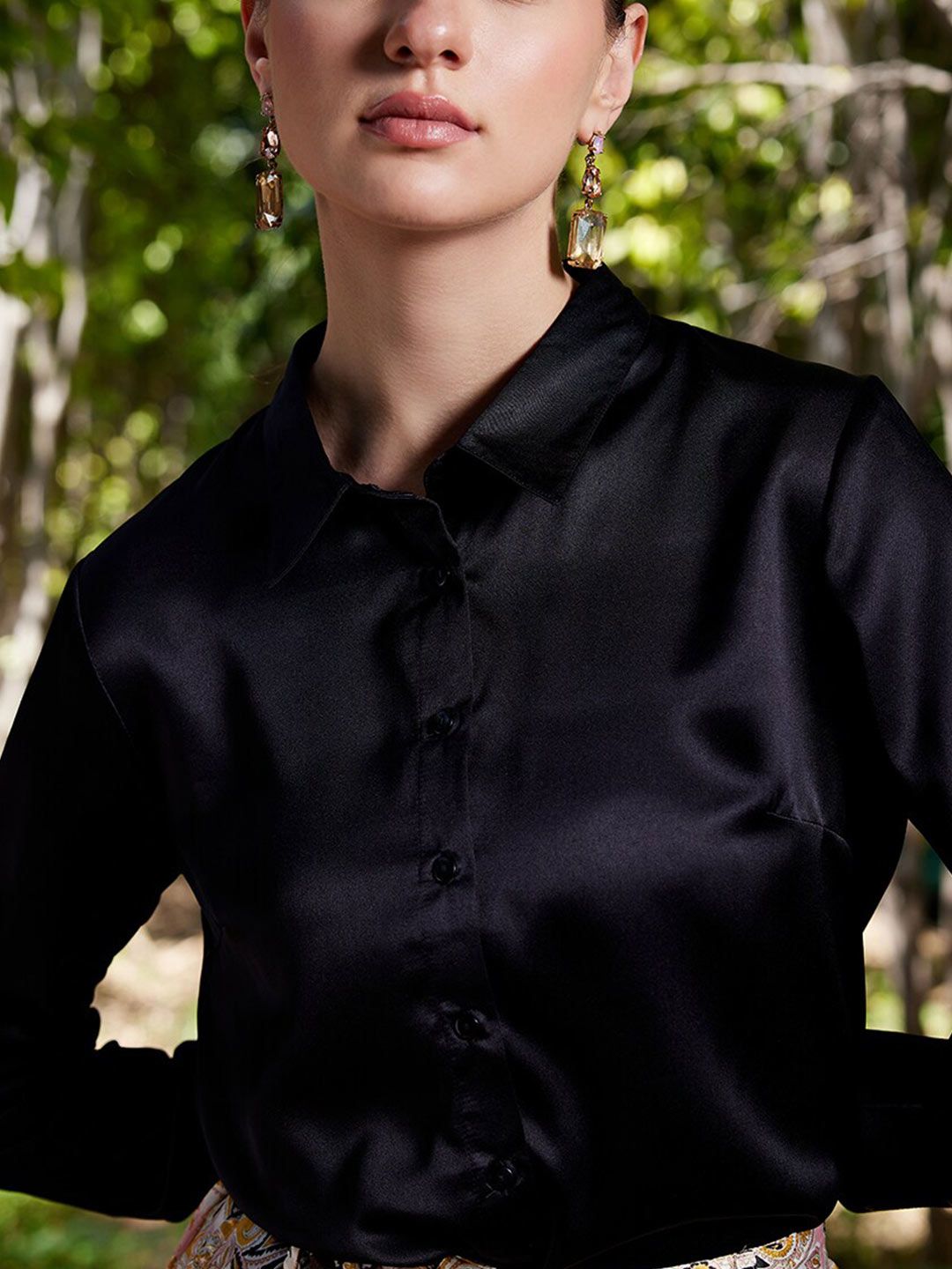 WORK IT by STREET 9 Black Comfort Spread Collar Casual Shirt
