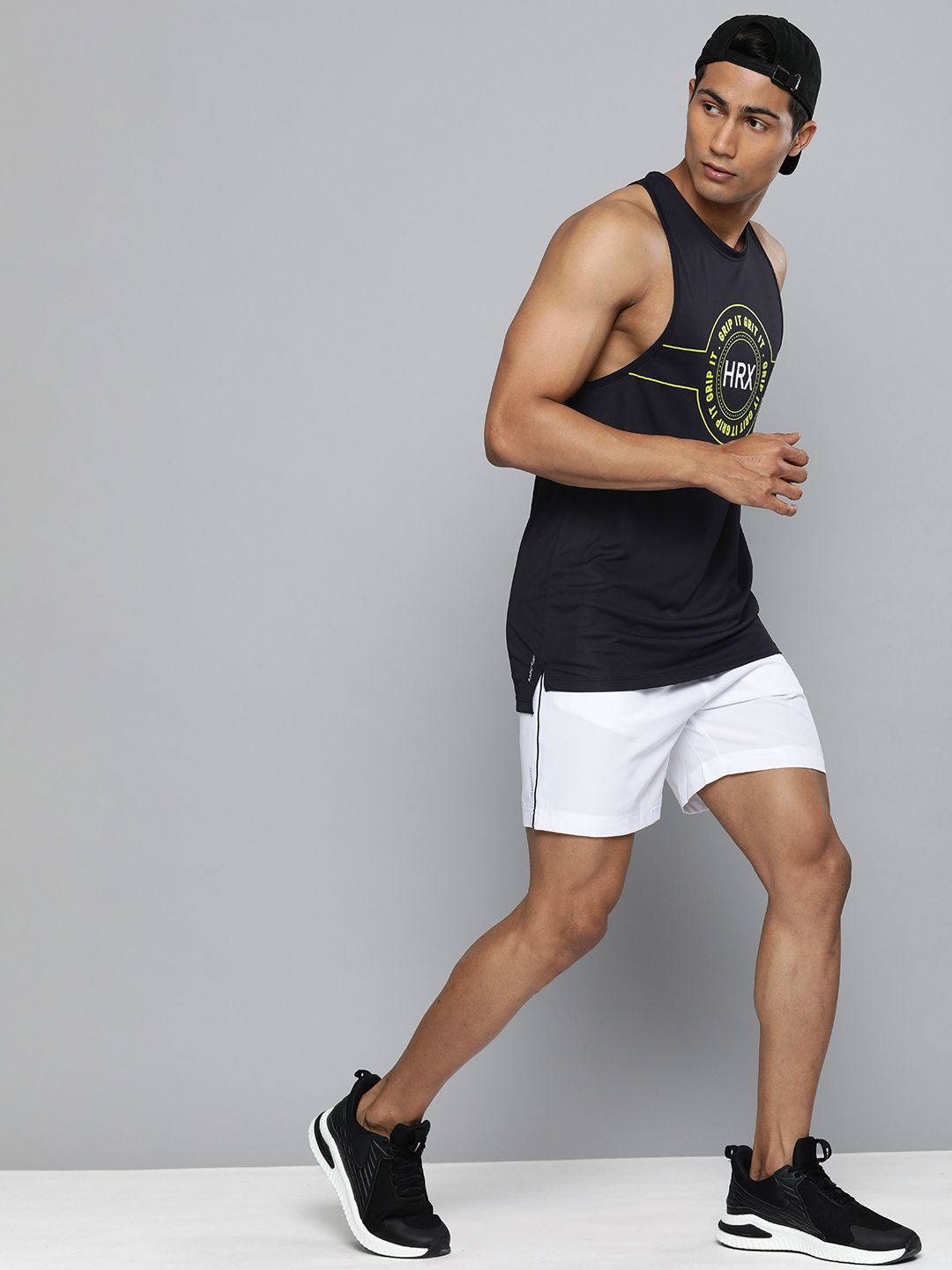 HRX by Hrithik Roshan Training Men Black Rapid-Dry Typography Printed T-shirt