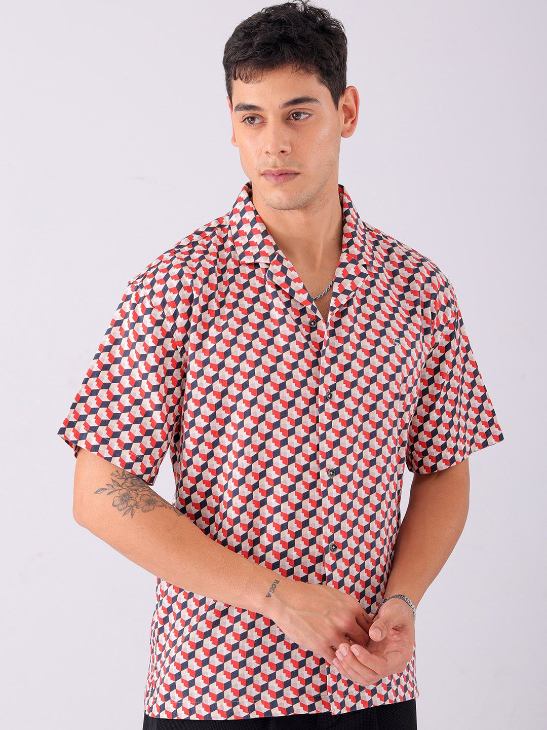 The Indian Garage Co Men Slim Fit Opaque Printed Party Shirt