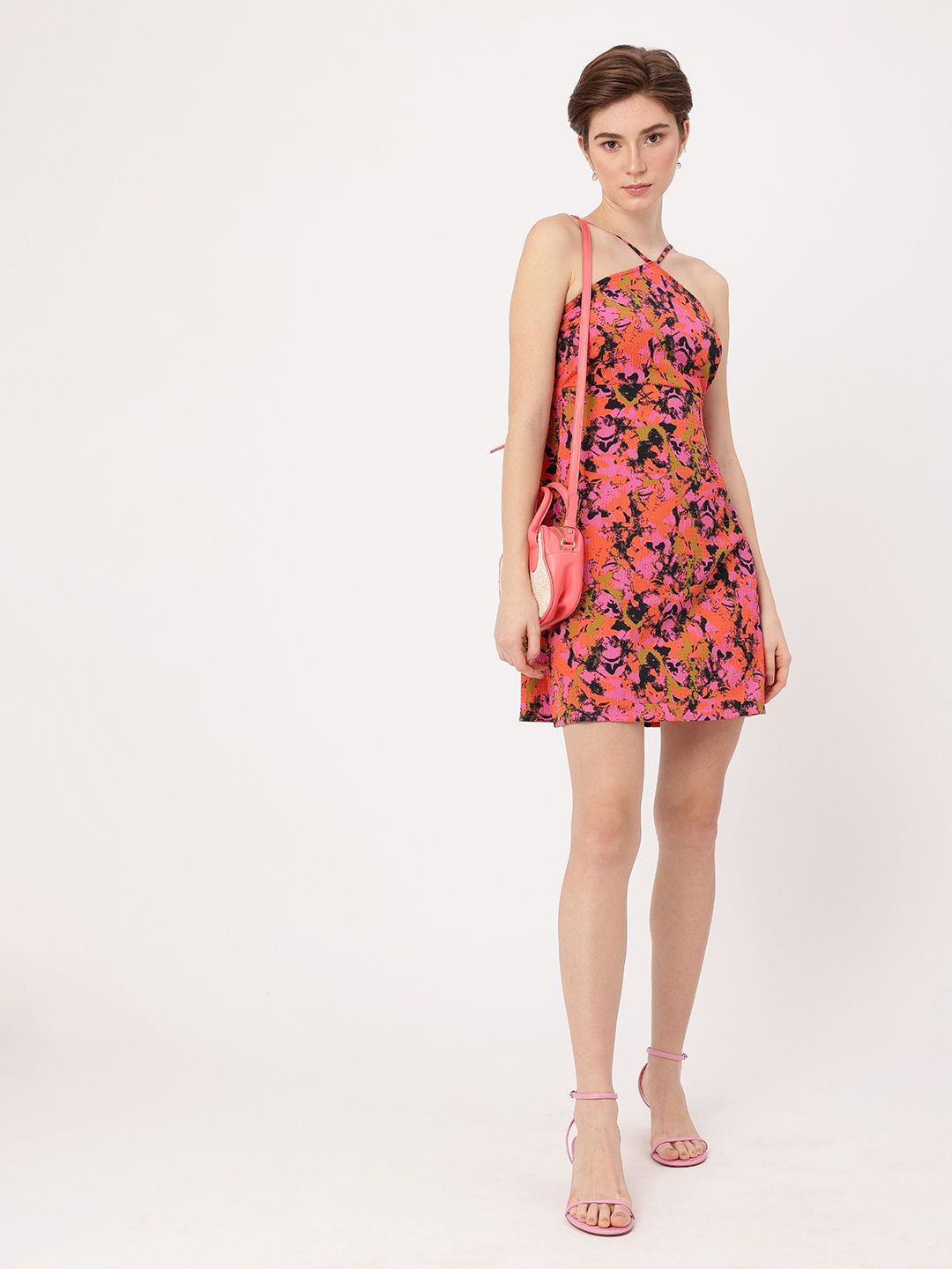 DressBerry Blushing Picasso Straps A-Line Mini Dress