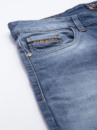 The Indian Garage Co Men Blue Mildly Distressed Heavy Fade Stretchable Jeans