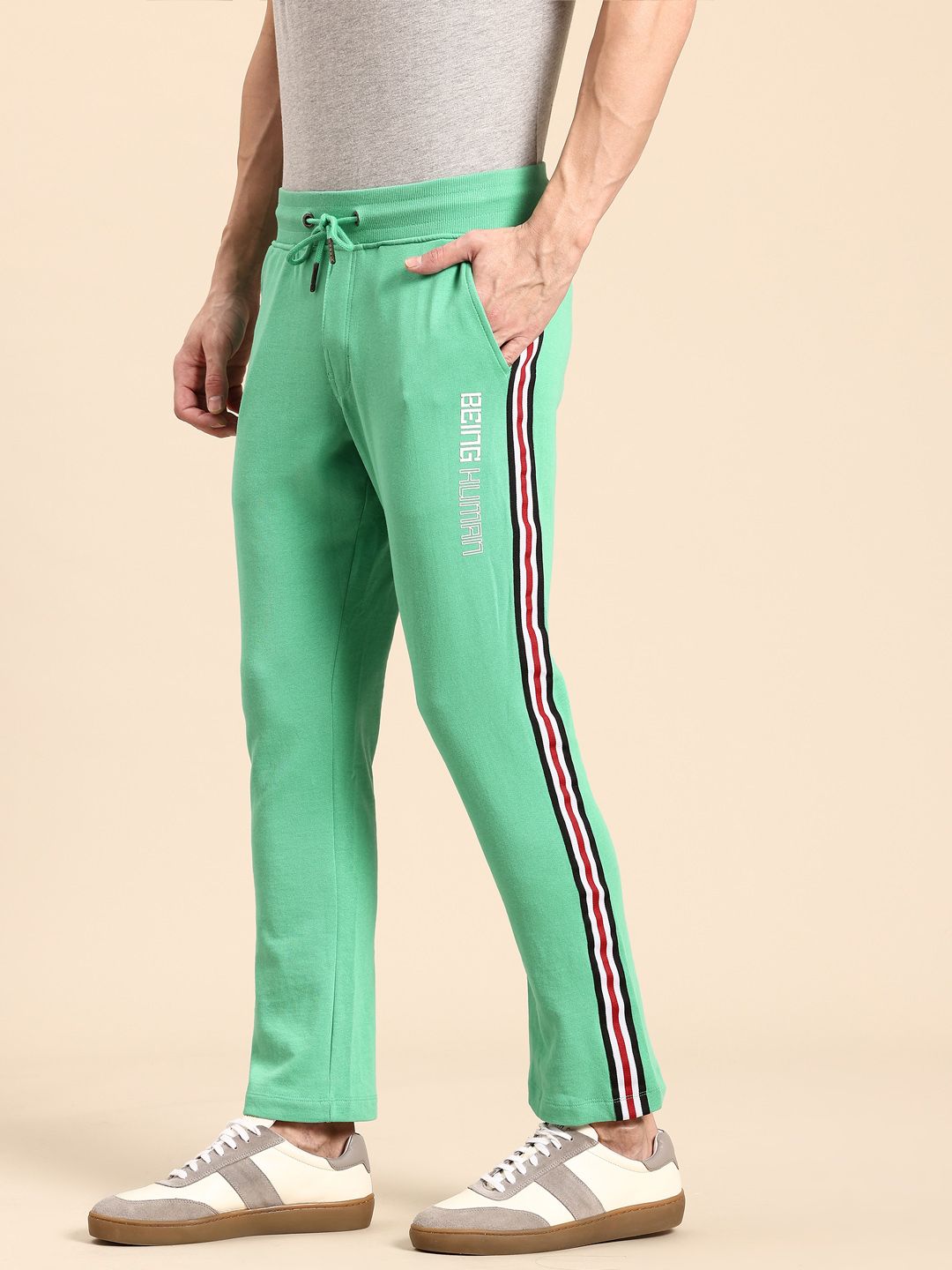 Being Human Men Pure Cotton Side Stripes Track Pants