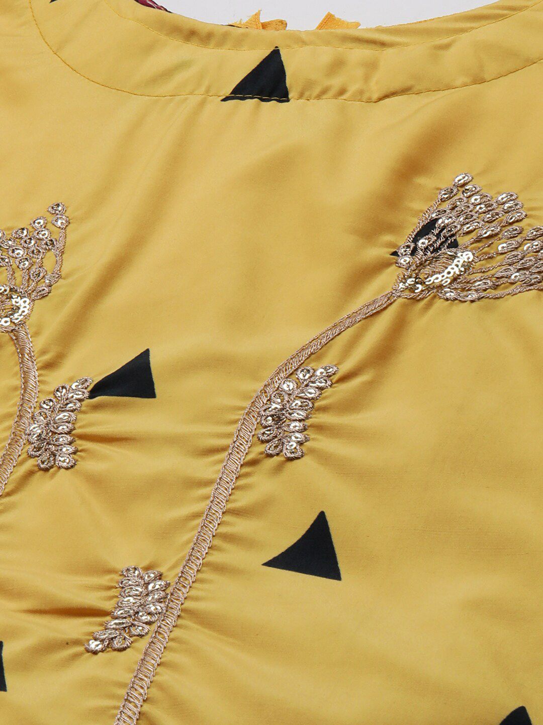 Saree mall Yellow & Black Embroidered Unstitched Dress Material