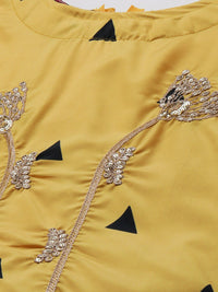 Saree mall Yellow & Black Embroidered Unstitched Dress Material