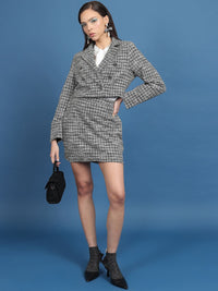 Tokyo Talkies Tweed Cropped Blazer With Mini Skirt Co-Ords